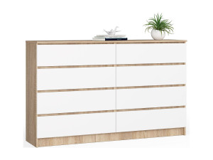 Ladekast K160 met 8 Lades / AKORD Furniture Factory / Sonoma Eik - Wit / 160 x 99 x 40 cm