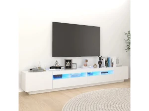 Móvel de TV com luzes LED 260x35x40 cm branco PT444139