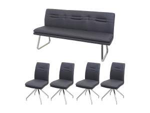 Eetkamer set MCW-H70,  donkergrijs 180cm