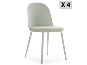 VS Venta-stock Set van 4 groene Kana stoelen, met metalen poten en gestoffeerde zitting.