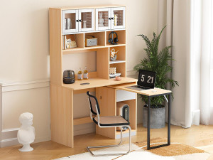 ModernLuxe Bureau met multifunctionele opbergruimte - draaibaar bureau - Naturel