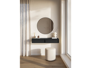 SELSEY Kaptafel - 110 cm - met lades - hangend - zwart - EVO