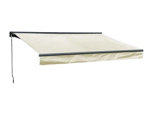 Happy Garden Toldo SAULE de 2,95 × 2,5m com semi-canópia - Tecido bege e estrutura cinzenta