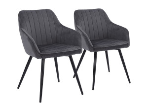 Happy Garden Set van 2 grijze BERTILLE fluwelen stoelen