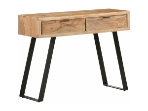 Clicnbuy Mesa consola de madera de acacia bordes naturales 100x35x76 cm