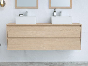Vente-unique Meubel onder wastafel - Eikenfineer - 150 cm - MILIPAM
