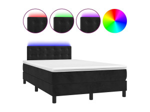 vidaxl Boxspring met matras en LED fluweel zwart 120x200 cm