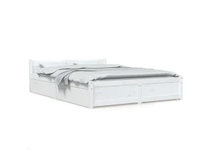 vidaxl Estructura de cama con cajones blanco 150x200 cm