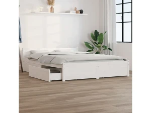 vidaxl Estructura de cama con cajones blanco 150x200 cm