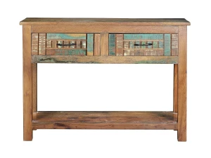 Giner y colomer Consola de Madera Reciclada 105 Cm Estilo Vintage Industrial-76x106x33