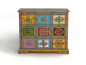 Giner y colomer Bijzettafel van mangohout, MDF 70 cm, etnische stijl - 60x70x30