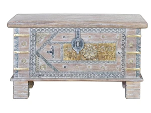 Giner y colomer Baúle de Madera Maciza de Mango 80 Cm Estilo Rústico-45x80x40