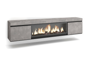 Skraut Home TV-Meubel, Lowboard, 208x35x45cm, Voor tv's tot 80", Elektrische haard XXL, Hangend, Cement