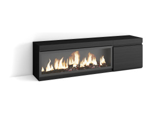 Skraut Home TV-Meubel, Lowboard, 158x35x45cm, Voor tv's tot 65", Elektrische haard XXL, Zwart