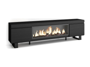 Skraut Home TV-Meubel, Lowboard, 208x35x57cm, Voor tv's tot 80", Elektrische haard XXL, Industrieel design, Zwart