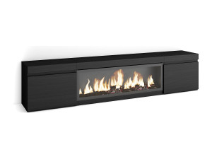 Skraut Home TV-Meubel, Lowboard, 208x35x45cm, Voor tv's tot 80", Elektrische haard XXL, Zwart