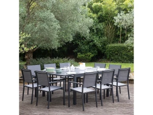 Happy Garden VENEZIA Conjunto de móveis extensíveis de jardinagem em cinzento 140/200 - antracite de alumínio