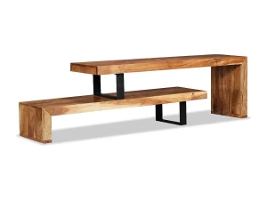 Clicnbuy Mueble para la televisión de madera maciza de acacia