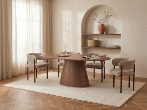 Vente-unique Eettafel 6 plaatsen met notenfineer - Donker naturel - ANTELADA