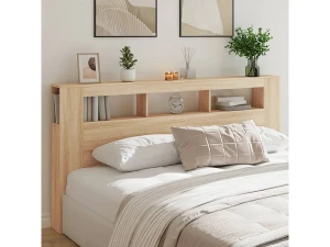Clicnbuy Cabecero LED madera ingeniería roble Sonoma 200x18,5x103,5 cm