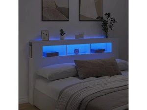 Clicnbuy Cabecero con LED madera de ingeniería blanco 180x18,5x103,5 cm