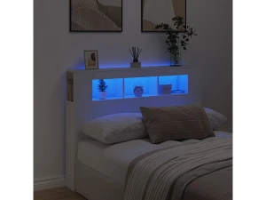 Clicnbuy Cabecero con LED madera de ingeniería blanco 140x18,5x103,5 cm