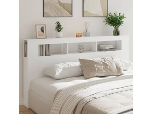 Clicnbuy Cabecero con LED madera de ingeniería blanco 200x18,5x103,5 cm