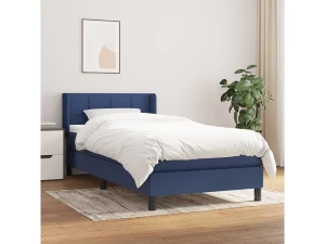 Clicnbuy Cama box spring con colchón tela azul 90x190 cm