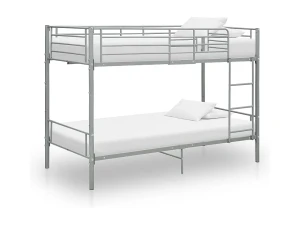 Clicnbuy Cama litera de metal gris 90x200 cm