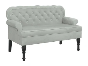 vidaxl Banco con respaldo de terciopelo gris claro 119,5x64,5x75 cm