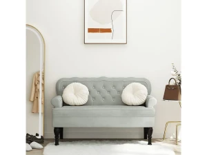 vidaxl Banco con respaldo de terciopelo gris claro 119,5x64,5x75 cm