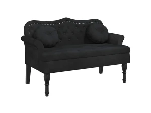 vidaxl Banco con cojines Terciopelo negro 120,5x65x75 cm