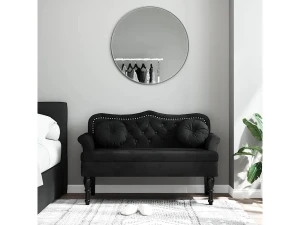 vidaxl Banco con cojines Terciopelo negro 120,5x65x75 cm