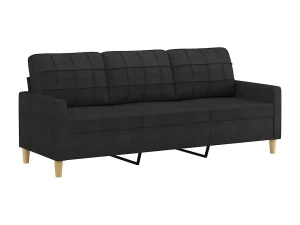 vidaxl Sofá de 3 plazas de tela negro 180 cm