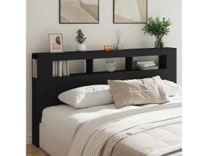 vidaxl Cabecero con LED madera de ingeniería negro 200x18,5x103,5 cm