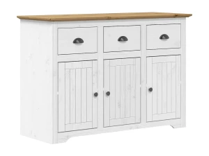 vidaxl Aparador BODO madera maciza pino blanco y marrón 115,5x44x80 cm
