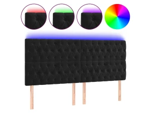 vidaxl Cabecero con luces LED terciopelo negro 200x7x118/128 cm