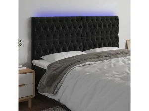 vidaxl Cabecero con luces LED terciopelo negro 200x7x118/128 cm