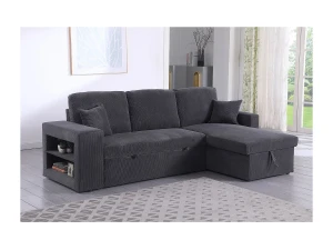 Habitat et jardin Sofá esquinero convertible/reversible de pana "Axel" - 3 plazas - Gris
