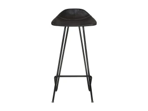 vidaxl Taburetes de cocina 4 unidades cuero auténtico negro