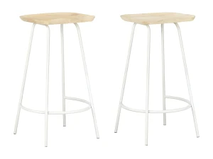 vidaxl Taburetes de cocina 2 unidades madera maciza de mango