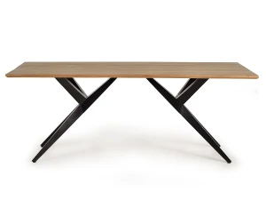 Giner y colomer Mesa de jantar em madeira de acácia, estilo rústico industrial, 200 cm - 77 x 200 x 100 cm