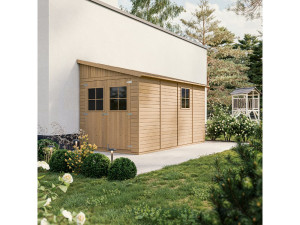 Timbela Houten tuinschuurtje met geimpregneerde vloer (3 wanden) - 7.94 m² - M340+M340G