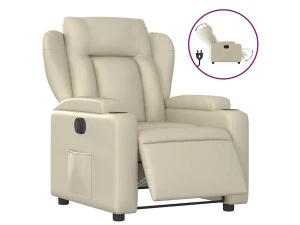 vidaxl Sillón reclinable eléctrico de cuero sintético crema