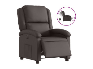 vidaxl Fauteuil verstelbaar elektrisch echt leer donkerbruin