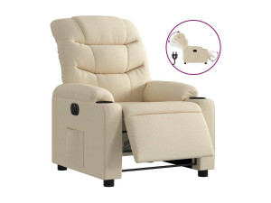 vidaxl Fauteuil verstelbaar elektrisch stof crèmekleurig