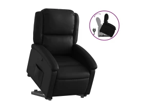 vidaxl Sillón reclinable elevable cuero artificial negro