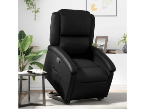 vidaxl Sillón reclinable elevable cuero artificial negro