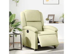 vidaxl Sillón reclinable eléctrico de cuero auténtico blanco crema