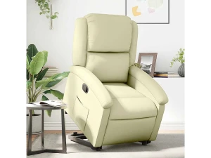 vidaxl Sillón reclinable elevable cuero auténtico color crema